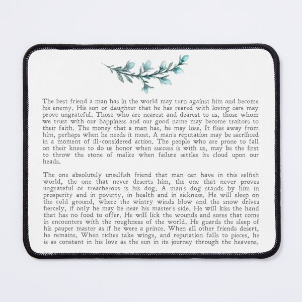 Item preview, Tribute to the Dog | George Graham Vest | Speech | Eulogy | Court Case | Canine | Wall Art | Minimalist | Quote | Physical Print designed and sold by SmashingInkster.