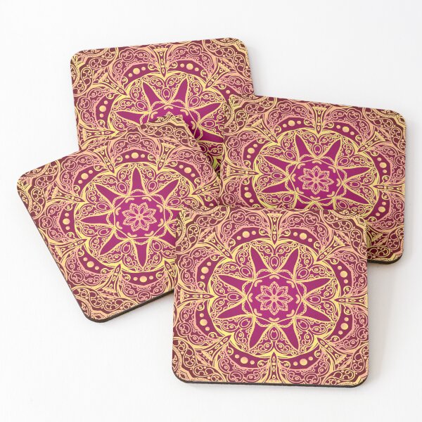 Item preview, Red gold mandala flower pattern designed and sold by urban-color.