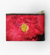 Red Camellia, Red Frilly Studio Pouch