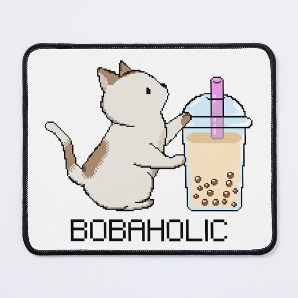 Item preview, Bobaholic Pixel Kitty Loves Boba Tea! designed and sold by SirBobalot.