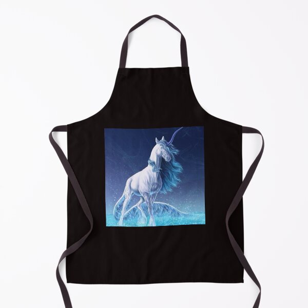 Item preview, Unicorn Blue Background Long Tail Black designed and sold by Rowena Jones.
