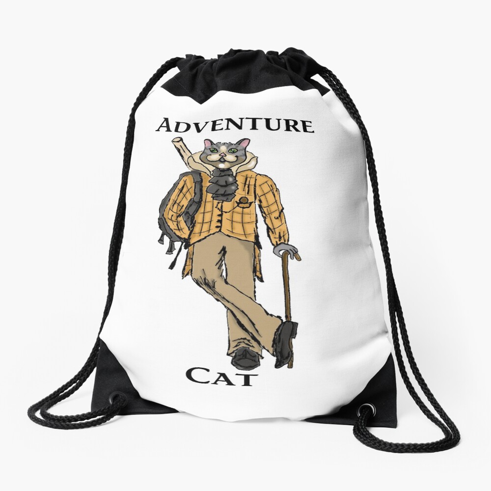 Adventure Cat Drawstring Bag