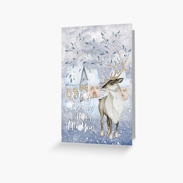Winter landscape deer Greeting Card