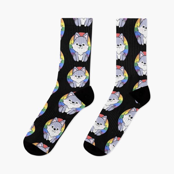 Item preview, Cute wolf dog gay queer flag banner LGBTQ designed and sold by Nyn4.
