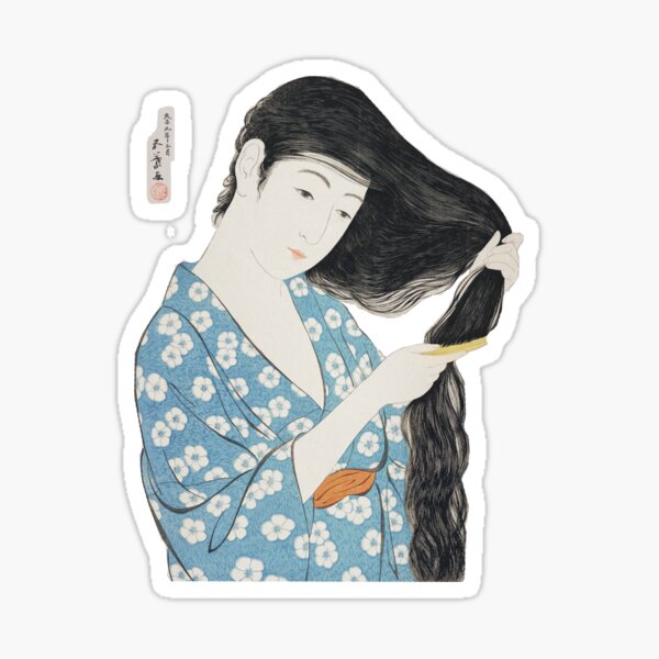 Aperçu de l'œuvre Femme se peignant les cheveux par Goyō Hashiguchi créée et vendue par gizmut.
