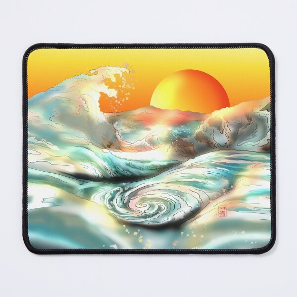Item preview, Japanese wave and whirlpool rapids at sunset designed and sold by CuisineCat.