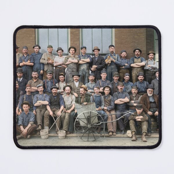 Item preview, Factory workers at a manufacturing company that assembled Cadillac cars, in the year 1903 designed and sold by Sanna Dullaway.