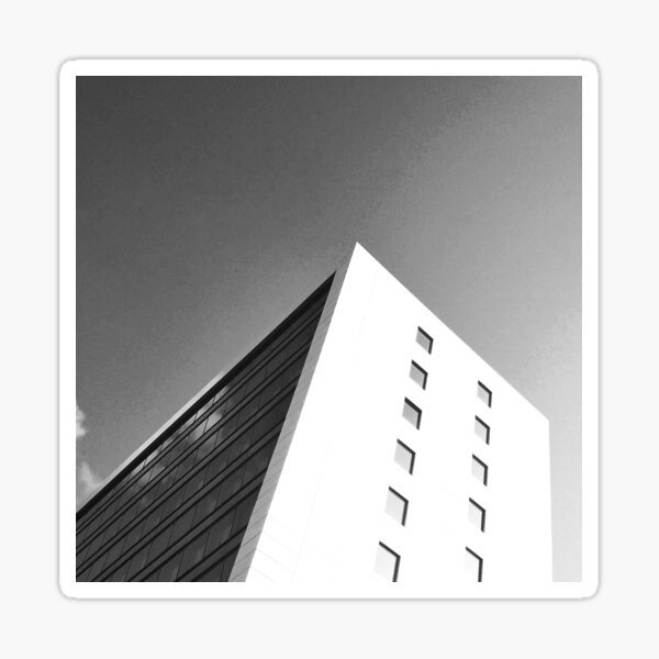 Famous City Facade Photography Black & White Sticker
