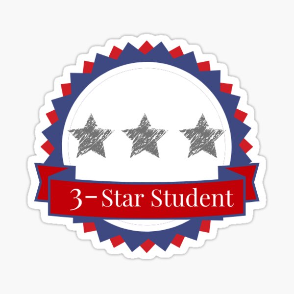 3-Star Student Sticker