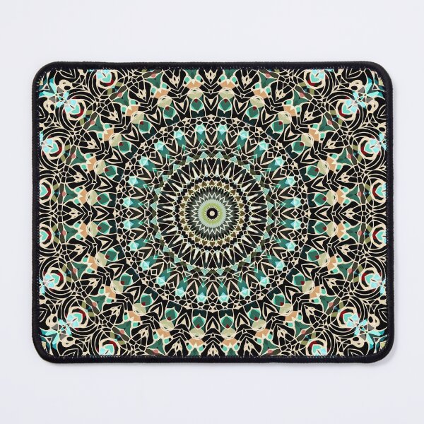 Item preview, Gold Wire Mandala in Turquoise Blue, Green, and Rust designed and sold by Kelly Dietrich Mandala & Fractal Art.