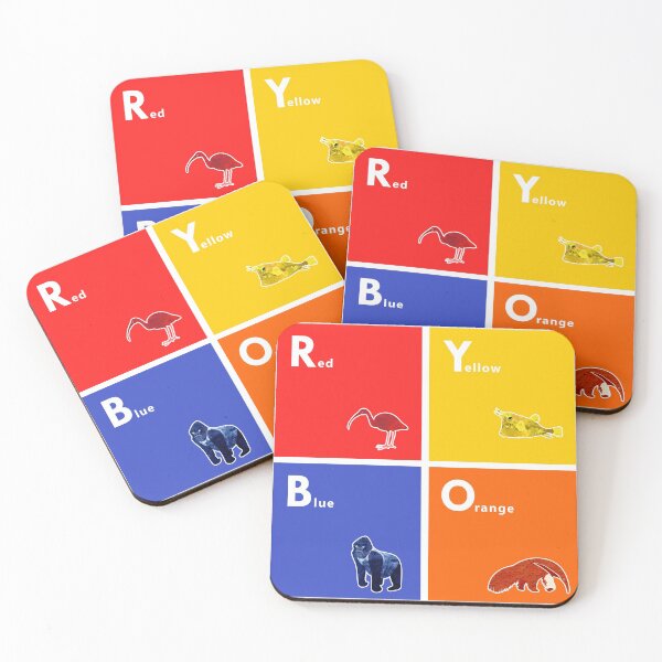 Item preview, Red Yellow Blue orange Ibis Boxfish Gorilla Anteater designed and sold by Studio Mattie.