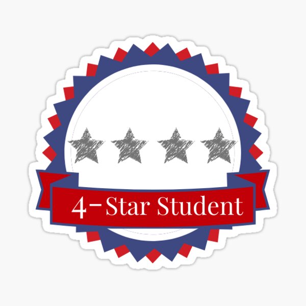 4-Star Student Sticker
