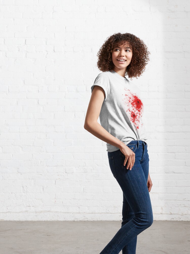 "Blood spatter / bullet wound - costume" T-shirt by badbugs | Redbubble