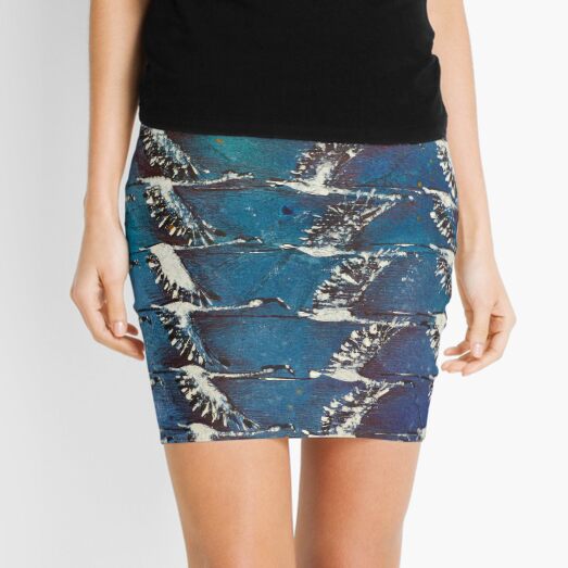 Pattern of flamingos in flight Mini Skirt