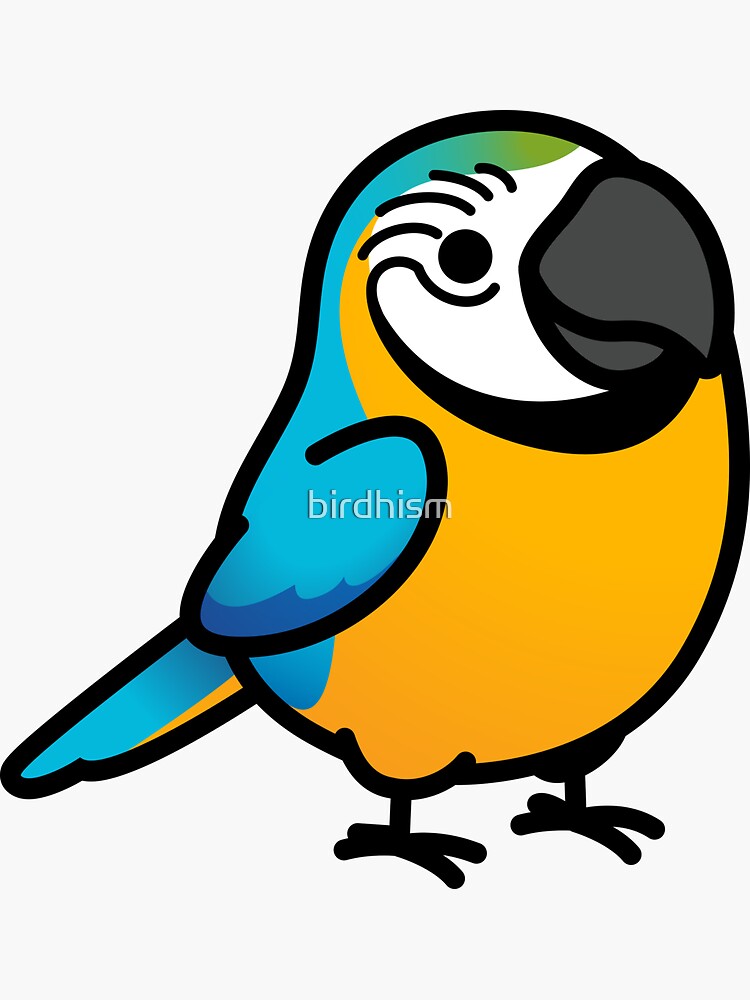 Thumbnail 3 of 3, Sticker, Chubby Blue & Gold Macaw designed and sold by birdhism.