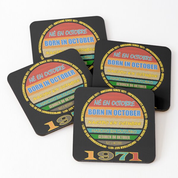 Item preview, Born In October Awesome Since 1971 Many Languages - Birthday Month designed and sold by artfulnotebook.