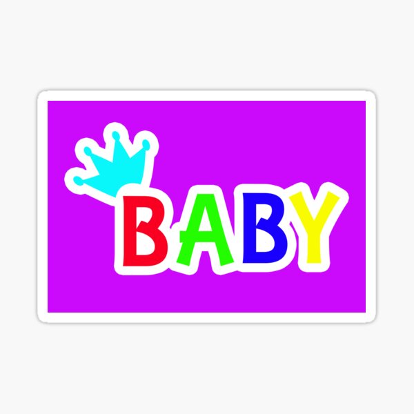 sticker-on-a-purple-background-the-word-baby-multicolored-sticker-by