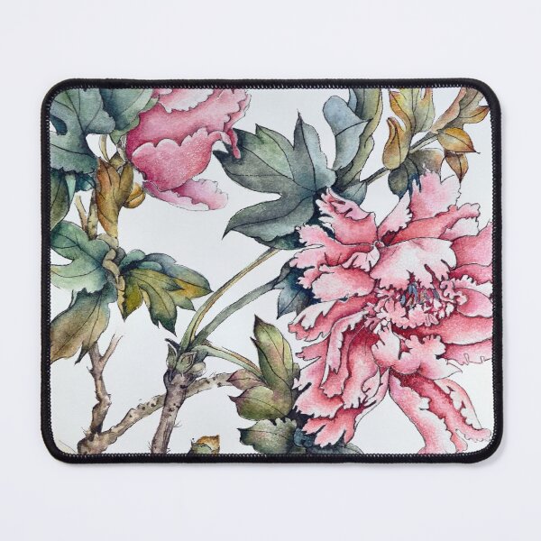 Item preview, Peonies Painting - Flowers and Kanji Art - Japanese Watercolor Artwork - Floral Art Printable - Flowers Artwork Print - Pivoines Aquarelle - Fleurs Dessin - Pivoines - Peinture Aquarelle designed and sold by ArtProvocation.