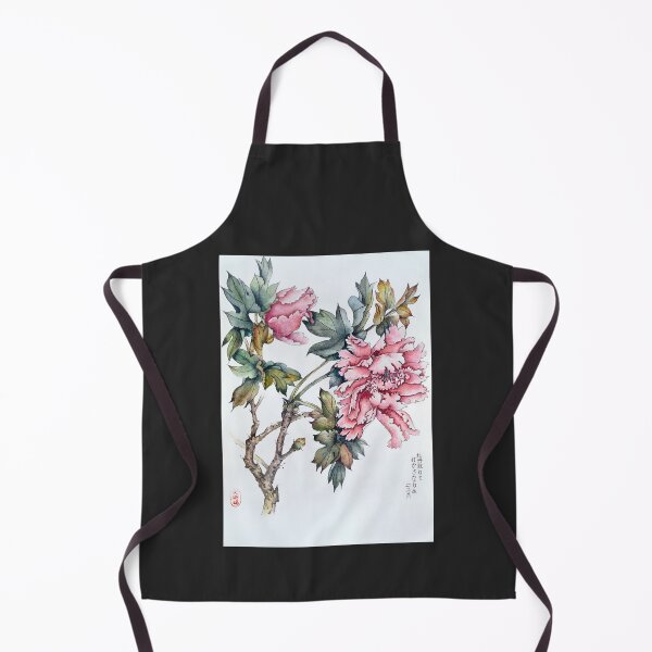 Item preview, Peonies Painting - Flowers and Kanji Art - Japanese Watercolor Artwork - Floral Art Printable - Flowers Artwork Print - Pivoines Aquarelle - Fleurs Dessin - Pivoines - Peinture Aquarelle designed and sold by ArtProvocation.