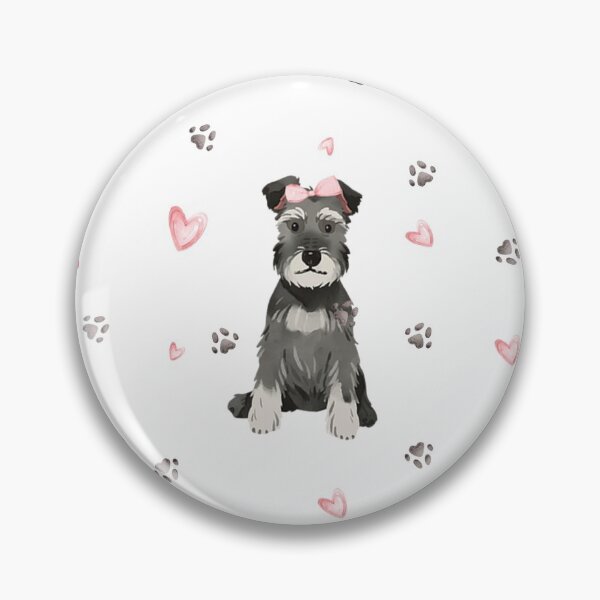 Artikelvorschau, Süßer Minischnauzer mit rosa Schleife entworfen und verkauft von CraftyBee.
