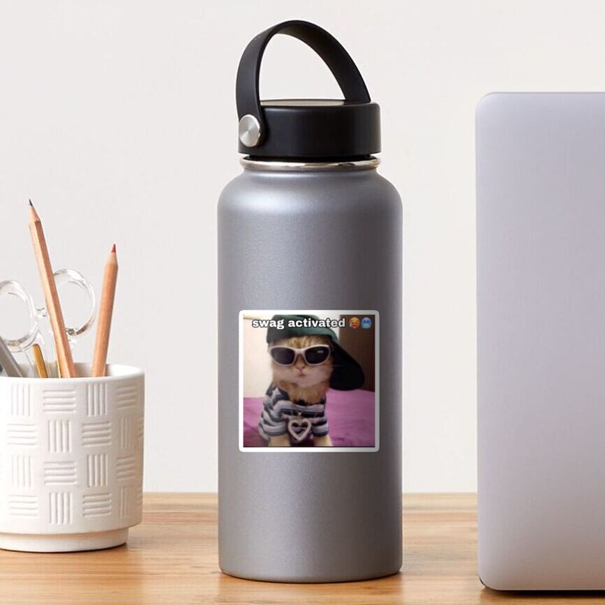 "Swag activated cat meme" Sticker for Sale by yaninadiamond Redbubble