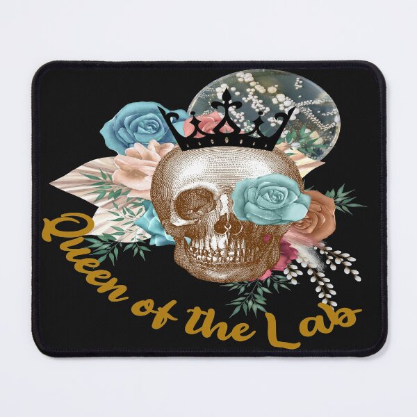 Item preview, QUEEN OF THE LAB FLORAL SKULL MEDICAL LAB TECH SCIENTIST  designed and sold by Hippiesole.