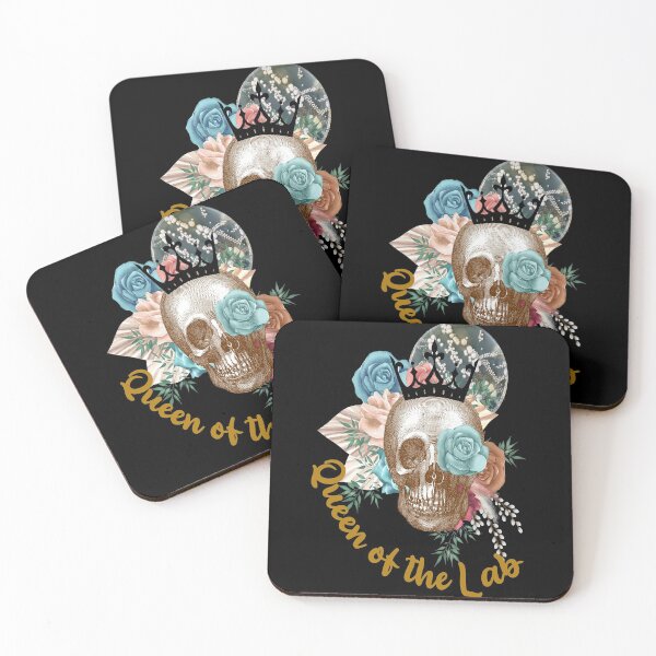 Item preview, QUEEN OF THE LAB FLORAL SKULL MEDICAL LAB TECH SCIENTIST  designed and sold by Hippiesole.