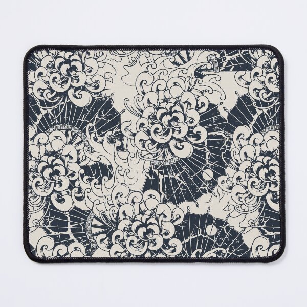 Item preview, Seamless japanese monochrome chrysanthemum pattern designed and sold by urban-color.