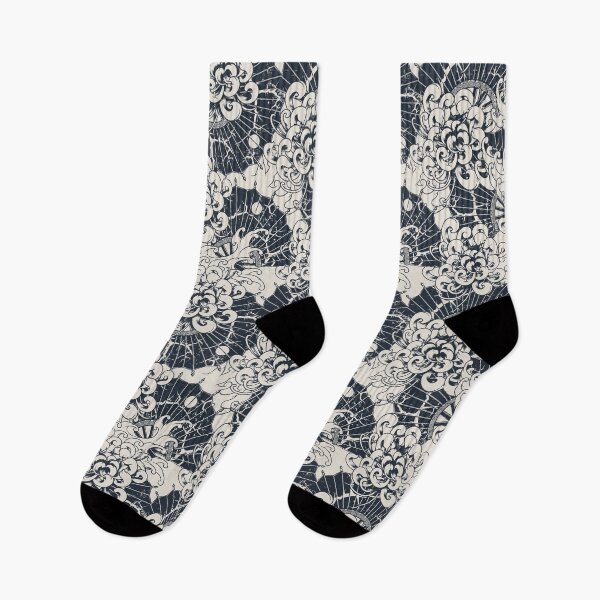 Item preview, Seamless japanese monochrome chrysanthemum pattern designed and sold by urban-color.