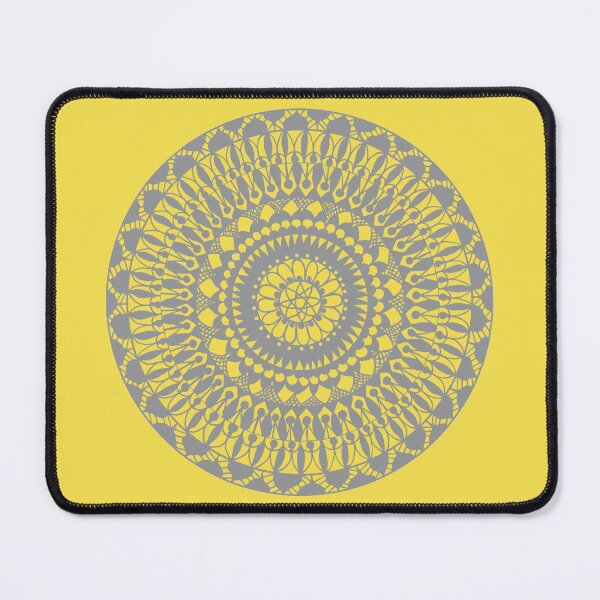 Artikelvorschau, Kreis-Mandala in Grau und Gelb entworfen und verkauft von MitaDreamDesign.