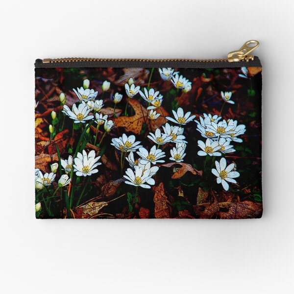 Fresh Daisies Orange And White Pattern Canvas Coin Purse Assorted Money Bag With Zip