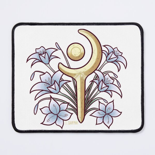 FFXIV White Mage Job Symbol with Flowers Mouse Pad