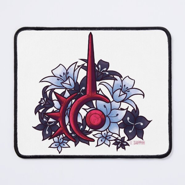 Item preview, FFXIV Red Mage Job Symbol with Flowers designed and sold by saipphh.