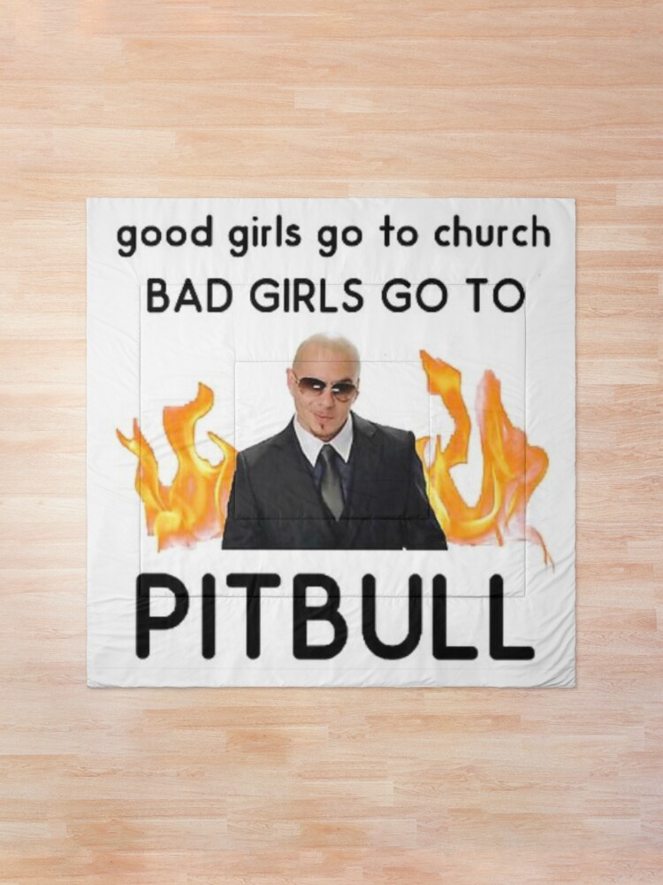 good girls go to church bad girls go to Pitbull Comforter for