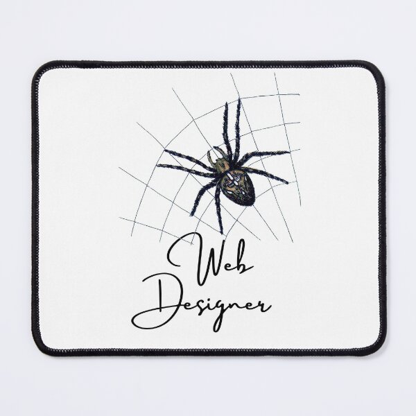 Artikelvorschau, Lustiges Design für Webdesigner mit cooler gruseliger Spinne in einem Web entworfen und verkauft von RedThorThreads.
