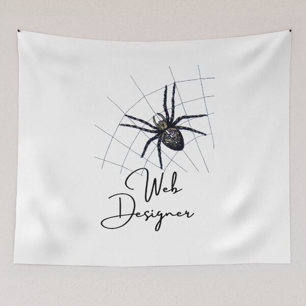 Artikelvorschau, Lustiges Design für Webdesigner mit cooler gruseliger Spinne in einem Web entworfen und verkauft von RedThorThreads.