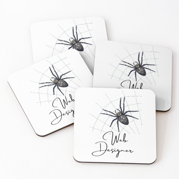 Artikelvorschau, Lustiges Design für Webdesigner mit cooler gruseliger Spinne in einem Web entworfen und verkauft von RedThorThreads.