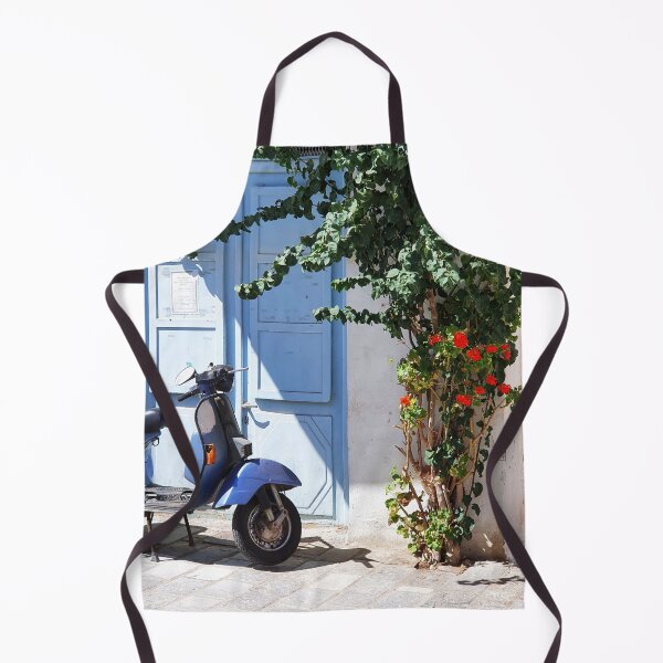 Item preview, Blue motorbike and blue door Crete collection designed and sold by orangerinka.