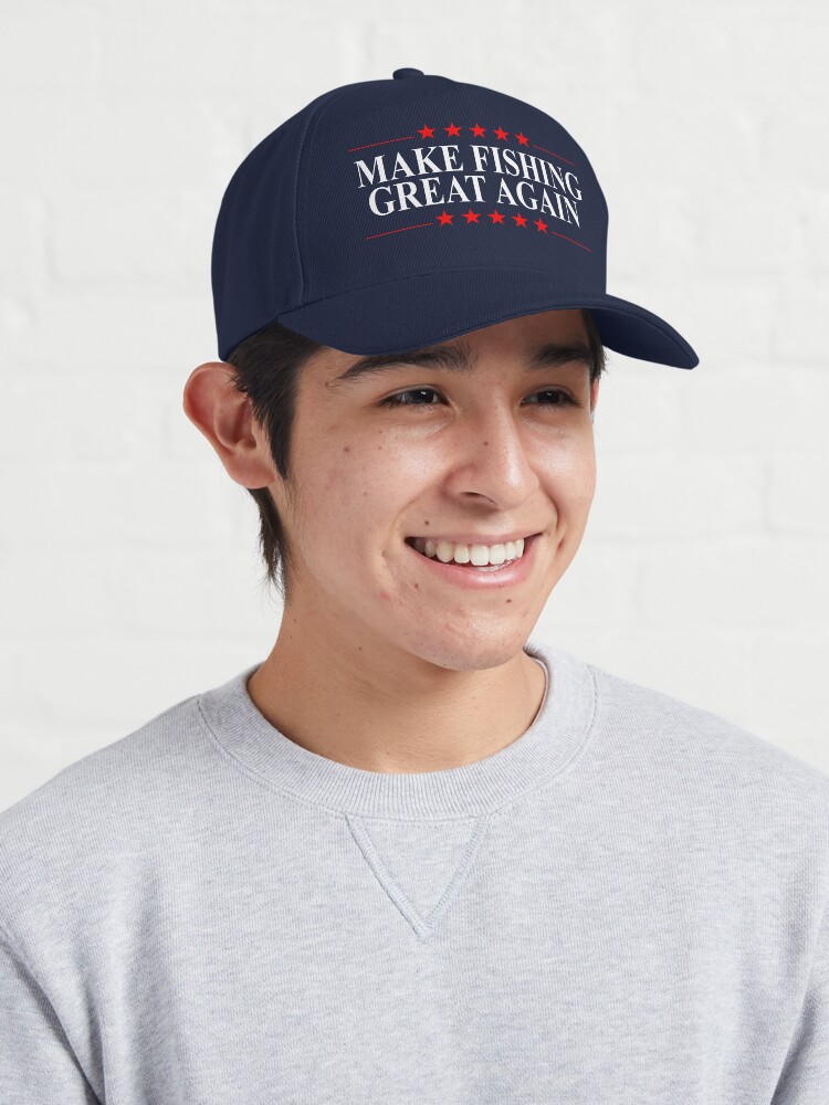 Make Fishing Great Again Funny Fishing Patriotic Cap for Sale by