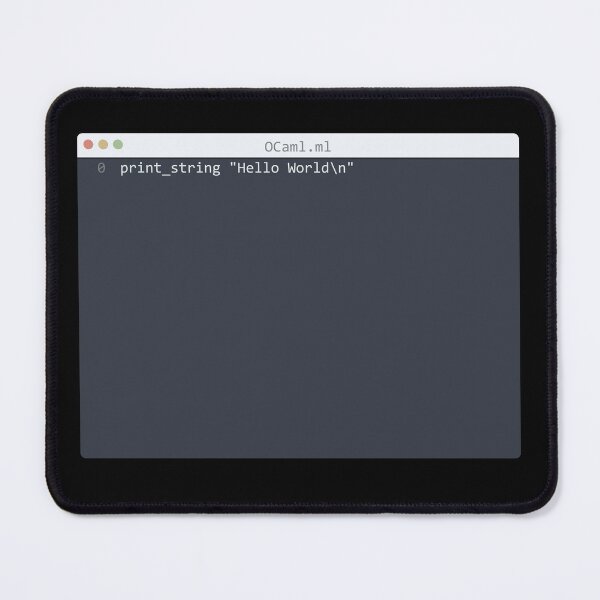 Item preview, . OCaml language Hello World program sample in editor window designed and sold by IuriiVlasenko.