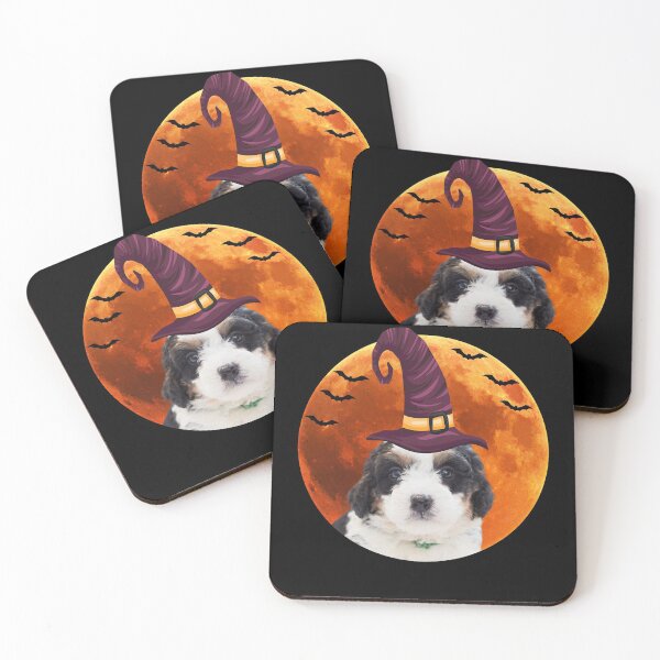 Item preview, Cute bernedoodle dog with witch hat designed and sold by alaechamlal.
