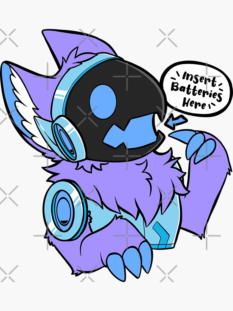 Protogen - Insert Batteries Here - Blue/Purple | Sticker