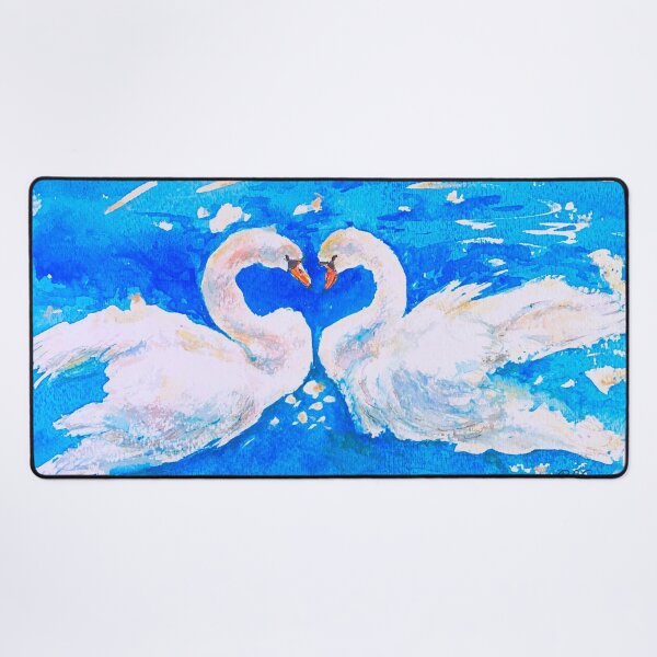 Valentine Swans by Blackburn Ink Desk Mat