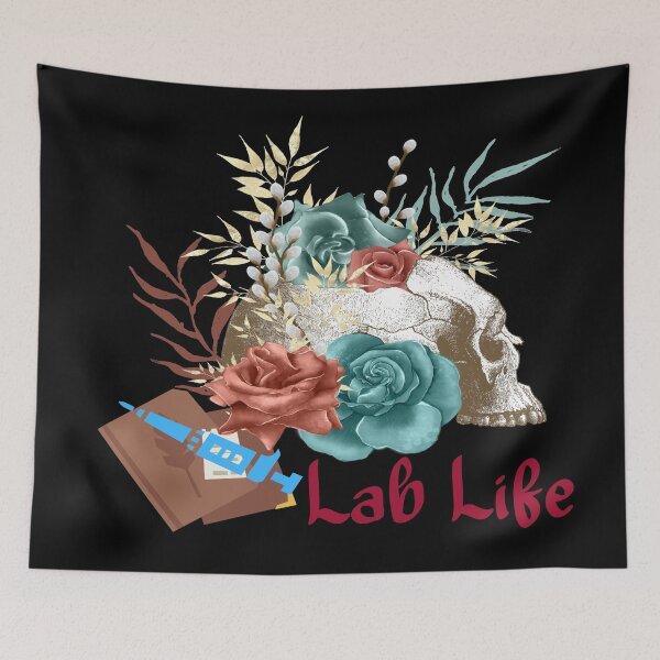 Item preview, LAB LIFE BOHO FLORAL SKULL MEDICAL LAB TECH SCIENTIST  designed and sold by Hippiesole.