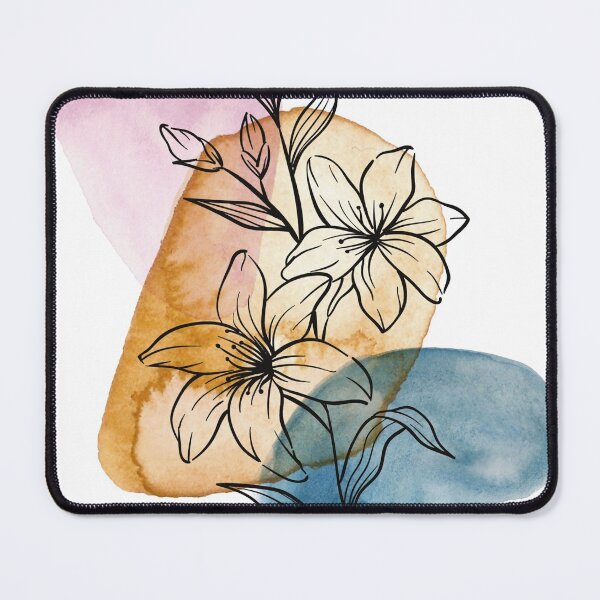 Item preview, Flower line art with watercolour background designed and sold by msro1.