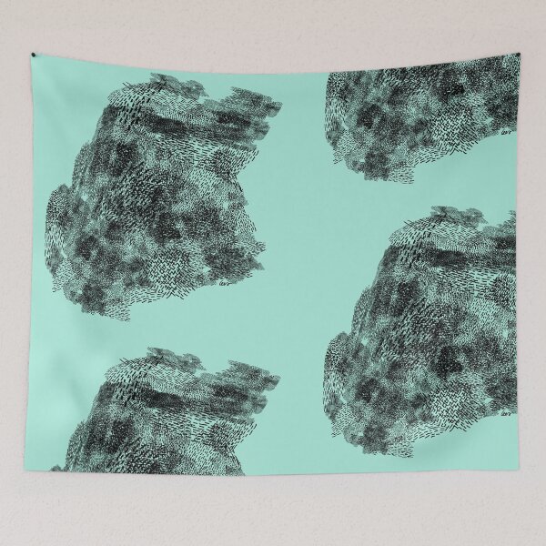 Item preview, abstract 5, small black lines light blue background designed and sold by MentaLee.