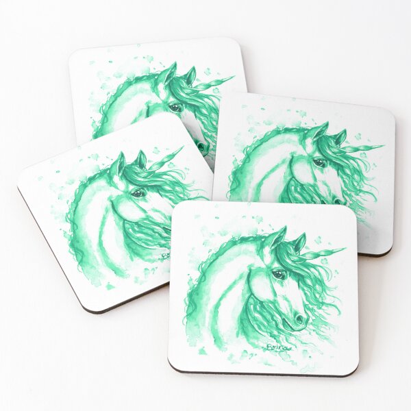 Item preview, Unicorn face in green designed and sold by Brina Williamson.