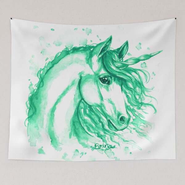 Item preview, Unicorn face in green designed and sold by Brina Williamson.
