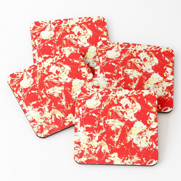 Item preview, The red and golden yellow floral patterned motives designed and sold by IraNiva.