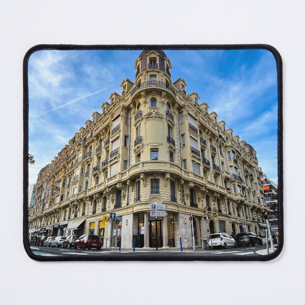 Item preview, French yellow building in Nice with blue sky designed and sold by DeVeauDesign.